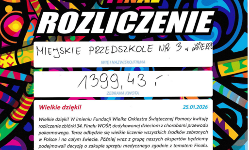 PLAKAT WOŚP Z KWOTĄ ZBIÓRKI 